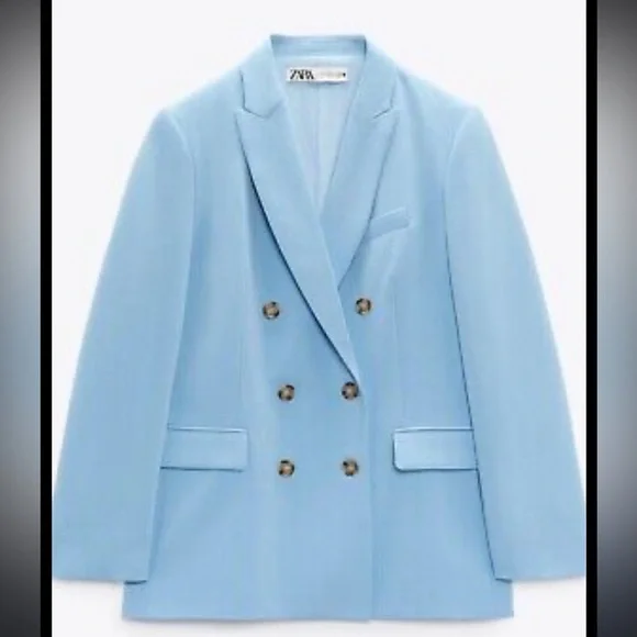 Zara NWT double breasted tailored blazer blue 3736/044 - Picture 2 of 6